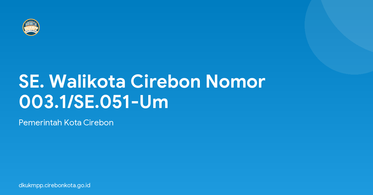 SE. Walikota Cirebon Nomor 003.1/SE.051-Um