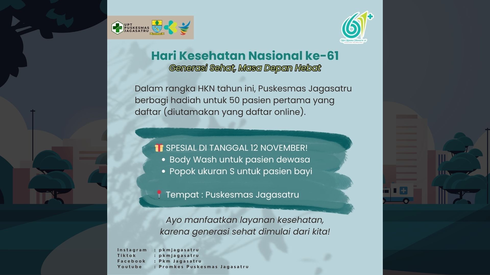 Puskesmas Jagasatru Memperingati Hari Kesehatan Nasional ke-61